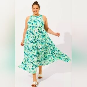 Torrid Blue and Green Floral Maxi Dress